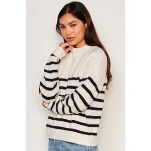 Bailey / 44 Sundry Striped Mock Neck Thick Fuzzy Sweater Small
